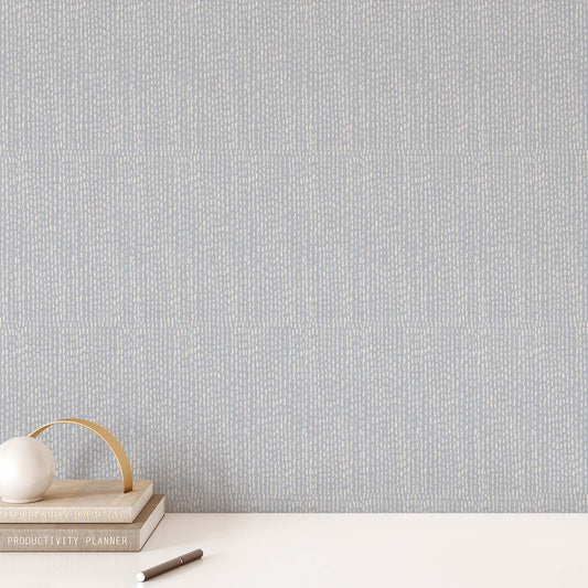 Freehand Dashes Wallpaper - Pale Blue