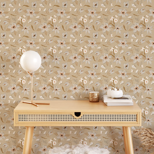 Bring a splash of natural beauty to your walls with this stunning Freehand Florals Wallpaper. Its vibrant tan tones and gorgeously done flowers will turn your walls into a literal work of art.