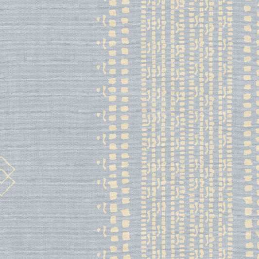 French Linen Stripes Wallpaper- Beige on Blue
