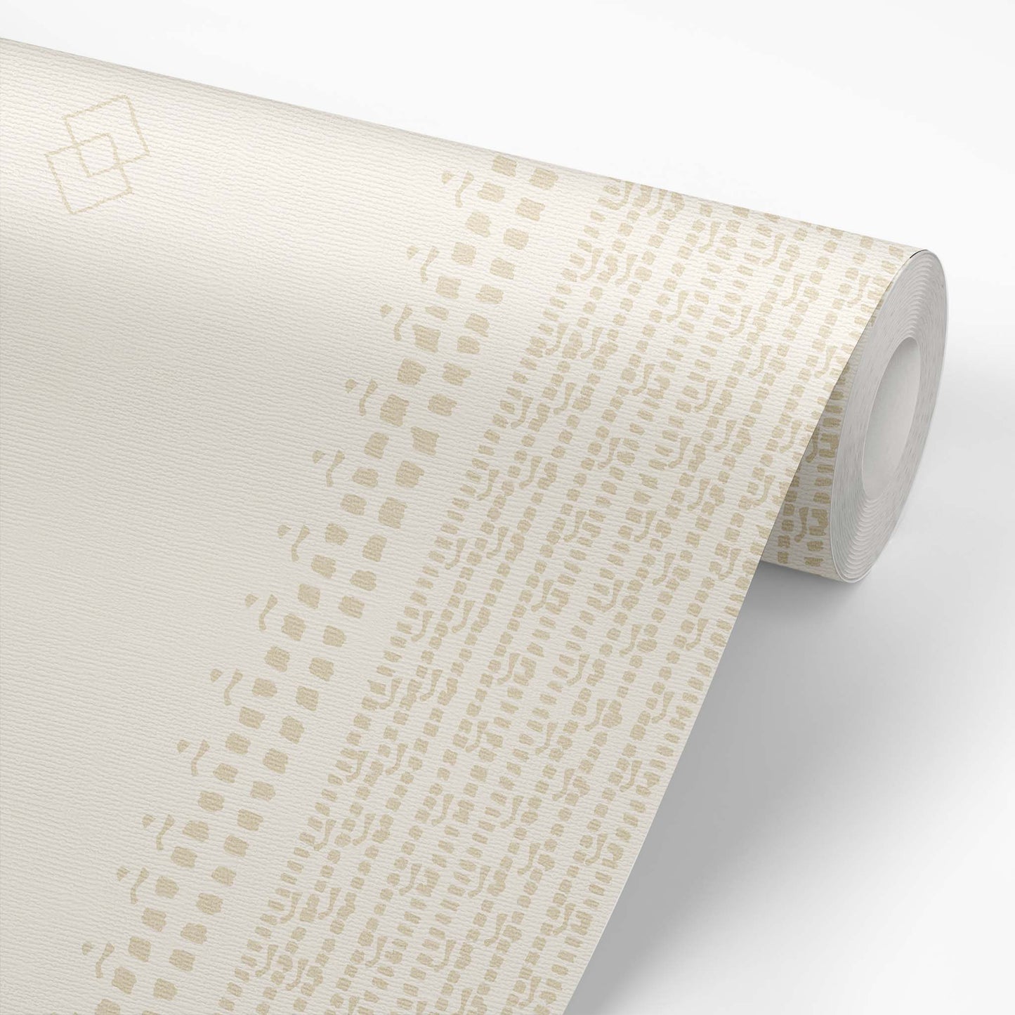 French Linen Stripes Wallpaper - Beige on Cream