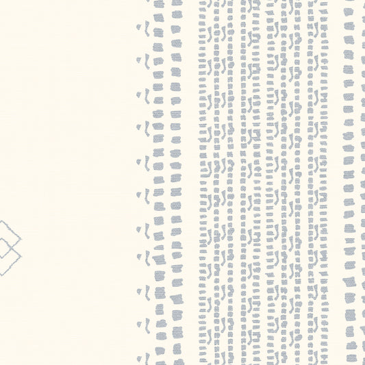 French Linen Stripes Wallpaper - Blue on Cream