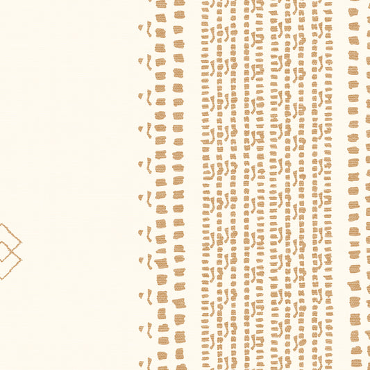 French Linen Stripes Wallpaper - Caramel on Cream