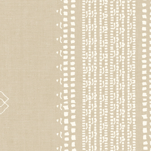 French Linen Stripes Wallpaper - Cream on Beige