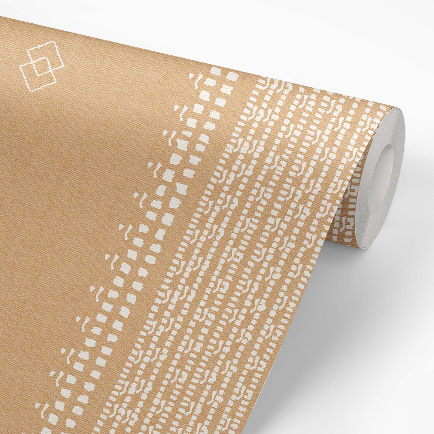 French Linen Stripes Wallpaper - Cream on Caramel