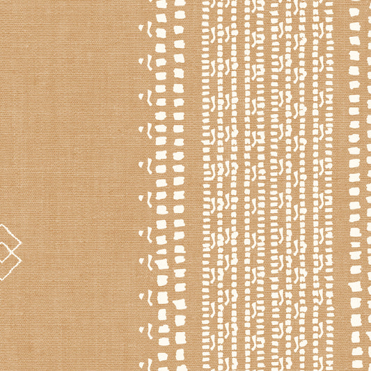 French Linen Stripes Wallpaper - Cream on Caramel