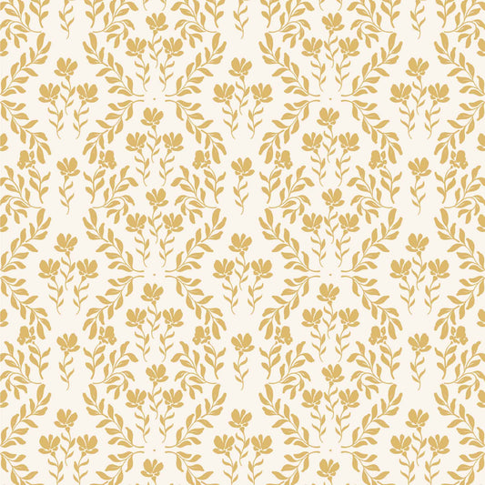 Indulge in the delicate beauty of our Renaissance Revival Wallpaper. Its soft ochre tones and intricate floral design exude elegance and sophistication, adding a touch of luxury to any room.