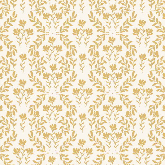 Indulge in the delicate beauty of our Renaissance Revival Wallpaper. Its soft ochre tones and intricate floral design exude elegance and sophistication, adding a touch of luxury to any room.