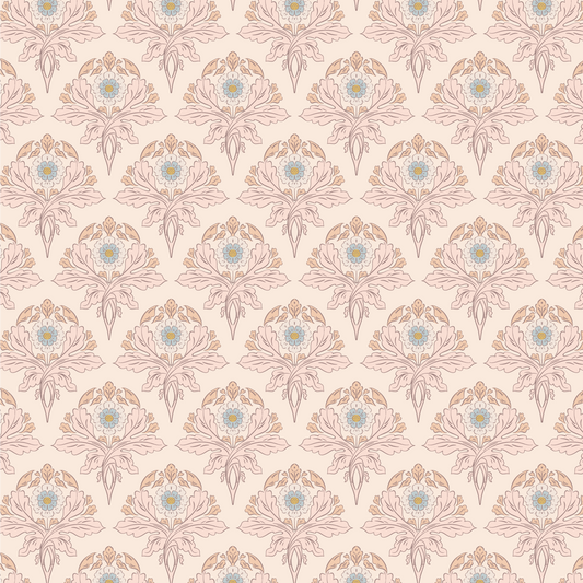Introduce a touch of sophistication to your space with Verdant Victoriana - Blush wallpaper. This luxurious Victorian-style design features intricate florals and leaves, bringing an elegant and timeless charm to your walls.