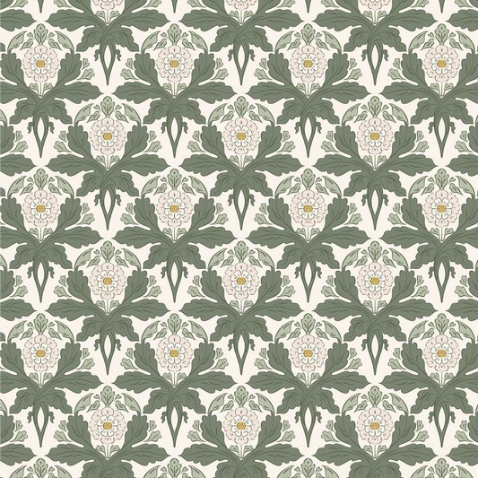 Introduce a touch of sophistication to your space with Verdant Victoriana - Fern wallpaper. This luxurious Victorian-style design features intricate florals and leaves, bringing an elegant and timeless charm to your walls.