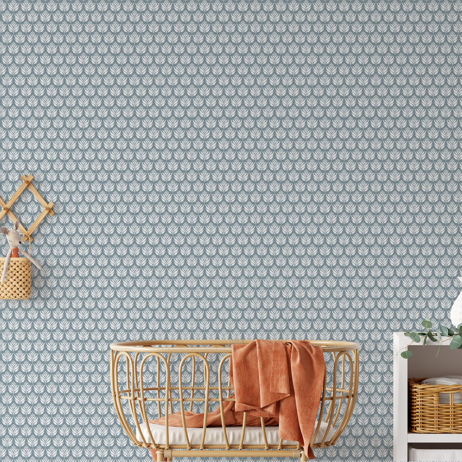 Introducing our Elegant Leaves Wallpaper in Slate. These subtle leaves add a touch of sophistication to any space. Elevate your room with our premium wallpaper, designed for those with refined taste.