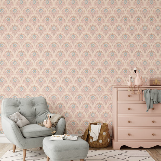 Introduce a touch of sophistication to your space with Verdant Victoriana - Blush wallpaper. This luxurious Victorian-style design features intricate florals and leaves, bringing an elegant and timeless charm to your walls.