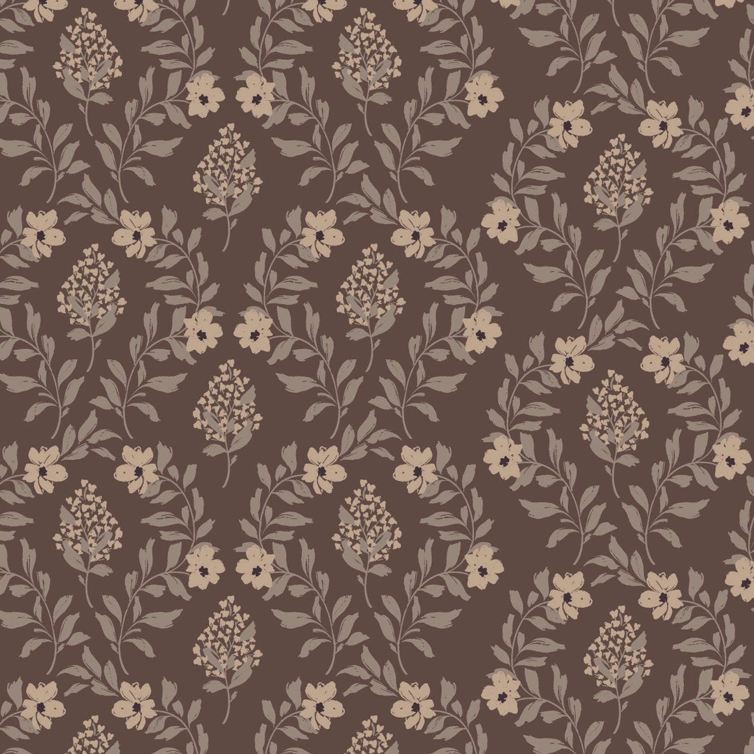 Hildegard Wallpaper in Brown shown close up.