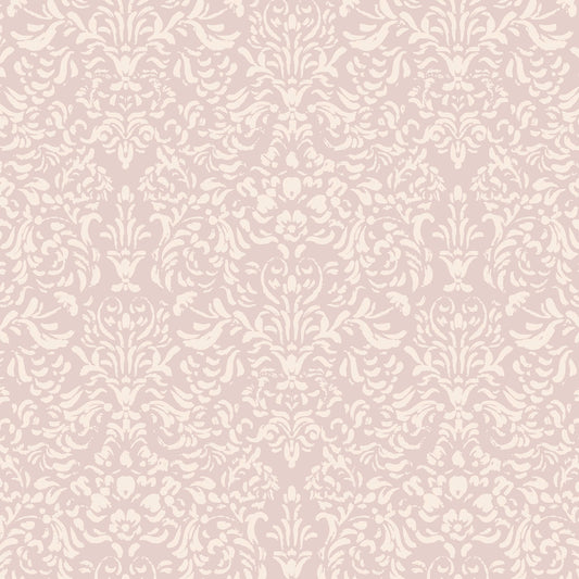 Luxe Toile Elegance Wallpaper in Blush shown close up.