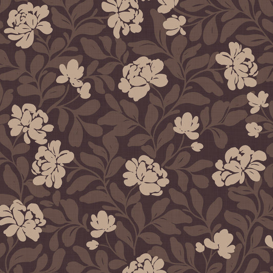 Peony Parade in Espresso shown close up.