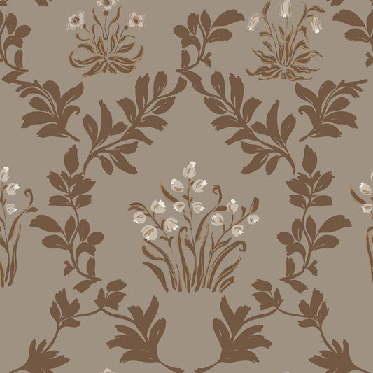 Prairie Grass Wallpaper in Brown shown close up.