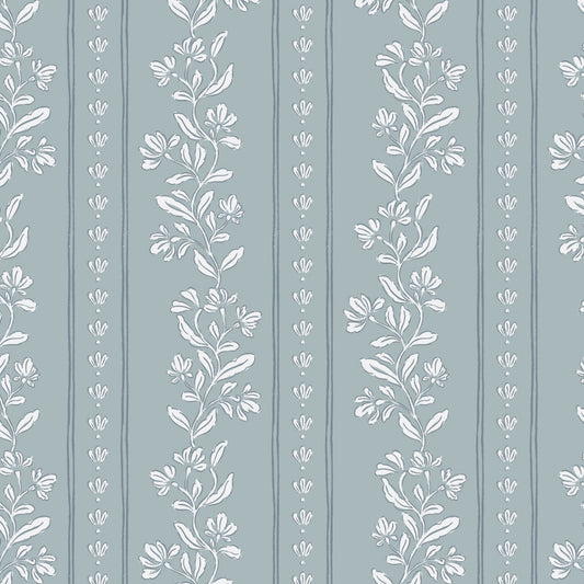Striped Tulips Symphony Wallpaper in Cloud Blue shown close up.