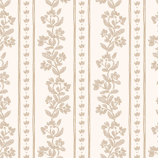 Striped Tulips Symphony Wallpaper in Tan shown close up.