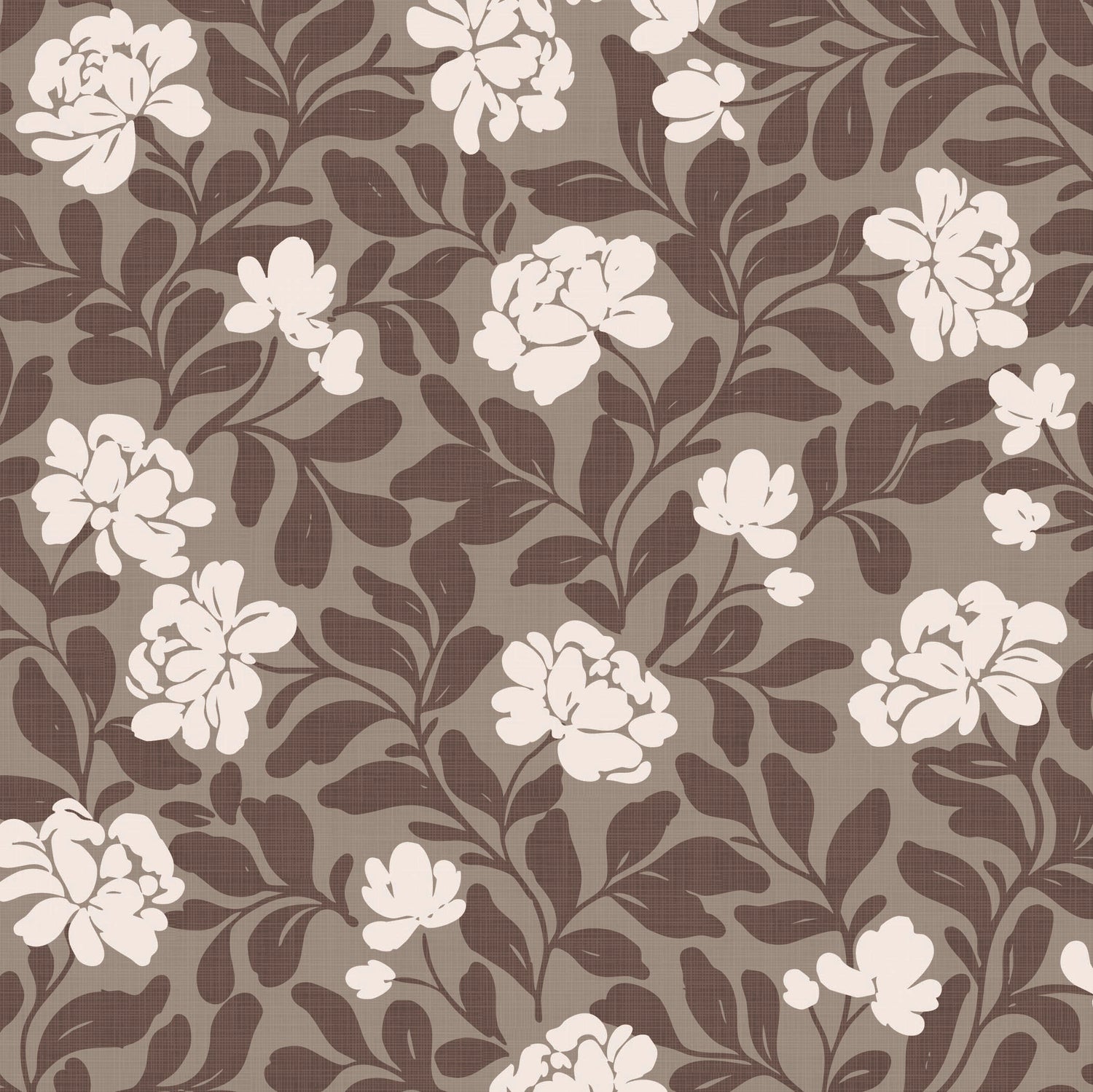 Peony Parade Wallpaper in Ash shown close up.