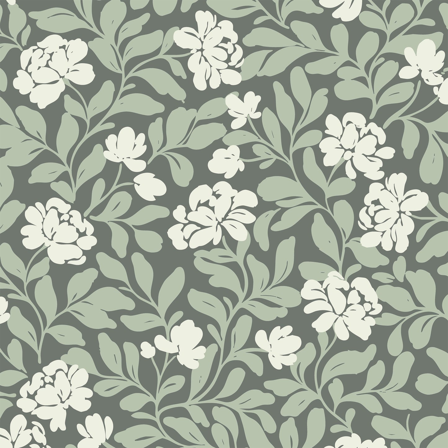 Peony Parade in Green shown close up.