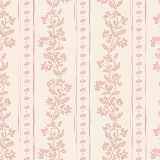 Striped Tulips Symphony Wallpaper in Pink shown close up.