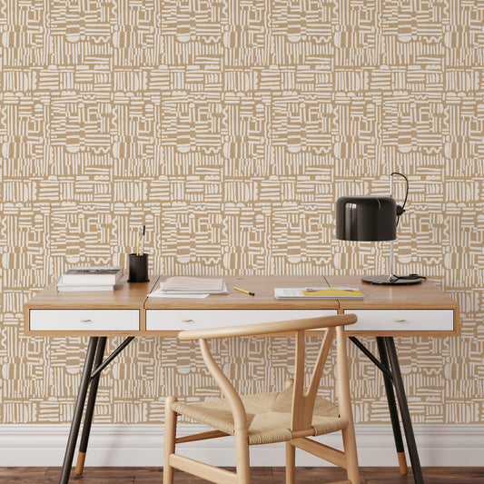 Introducing the statement wallpaper of your dreams, Geometric Lines Wallpaper - Beige. Feel the avant-garde artistry of this exclusive design as its funky lines add a delightful flair to your walls.