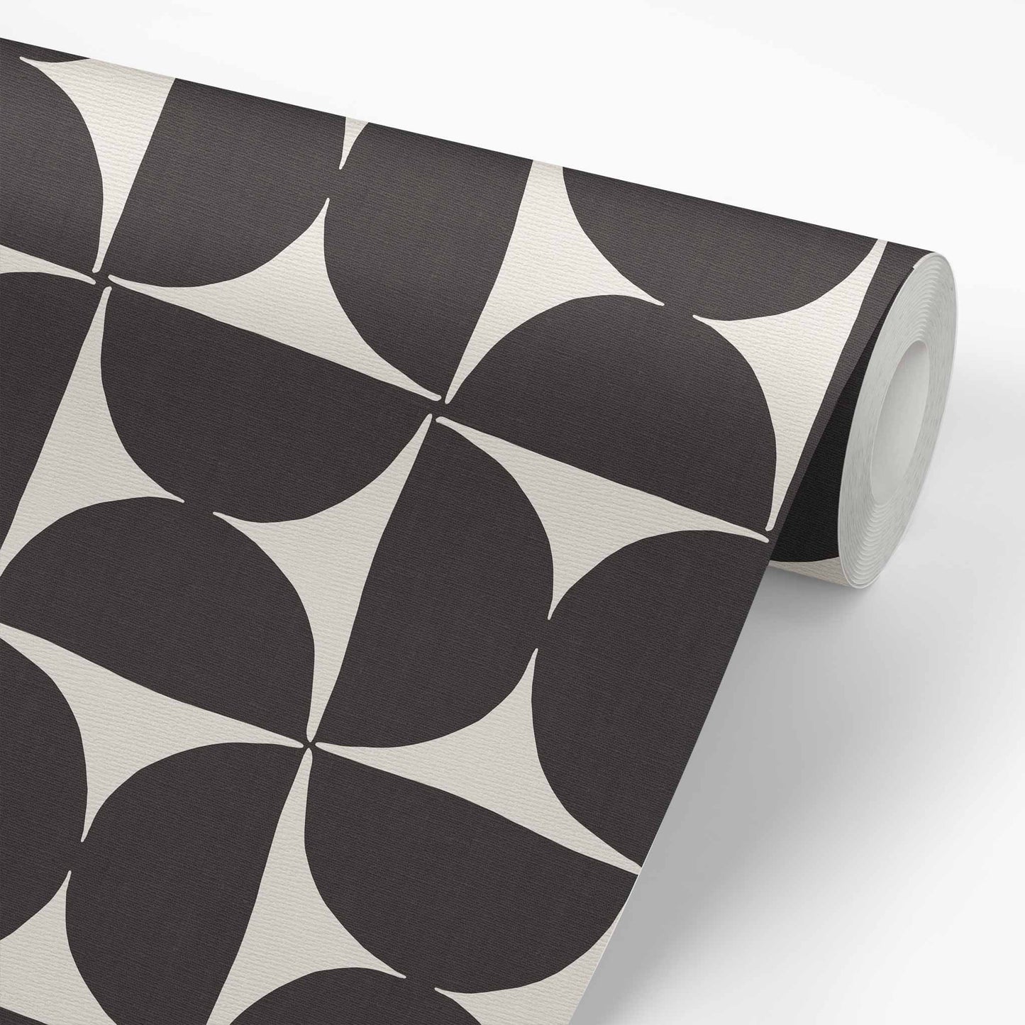 Get yourself these stylish Half Circle Tile Wallpapers for a unique wall decor solution. With its charcoal on cream design, these geometric wallpapers will easily liven up any room, making it look modern and chic.