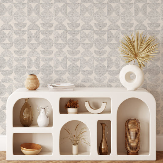 Go crazy with circles! Get yourself these stylish Half Circle Blocks Wallpapers for a unique wall decor solution. With its gray on cream design, these geometric wallpapers will easily liven up any room, making it look modern and chic. Circle up and add a bit of life to your walls!