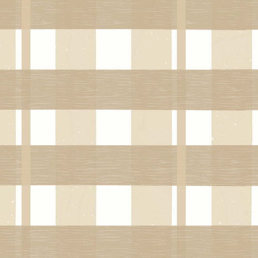 Handdrawn Plaid Wallpaper - Sand
