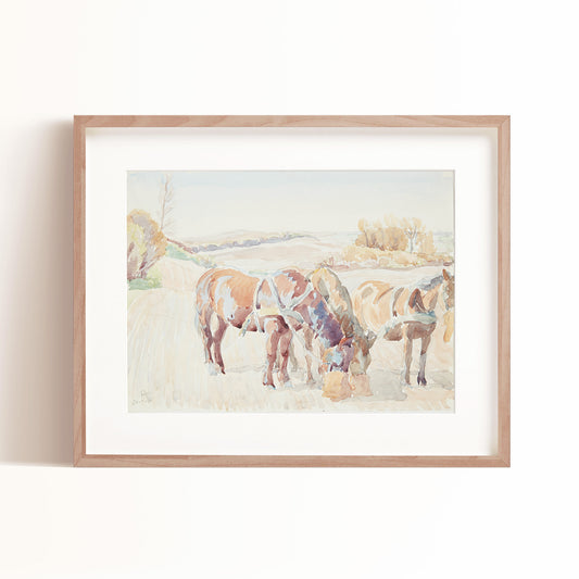 Grazing Horses Art Print