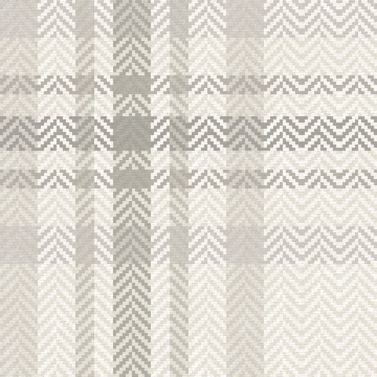 Heritage Plaid Wallpaper in Ivory shown close up.