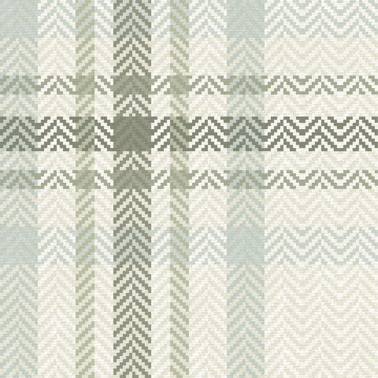 Heritage Plaid Wallpaper in Sage shown close up.