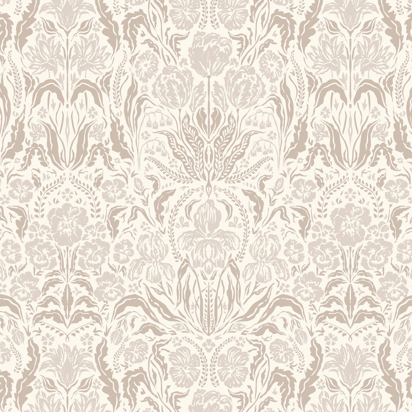 Heritage Spring Wallpaper in Sandalwood shown close up.