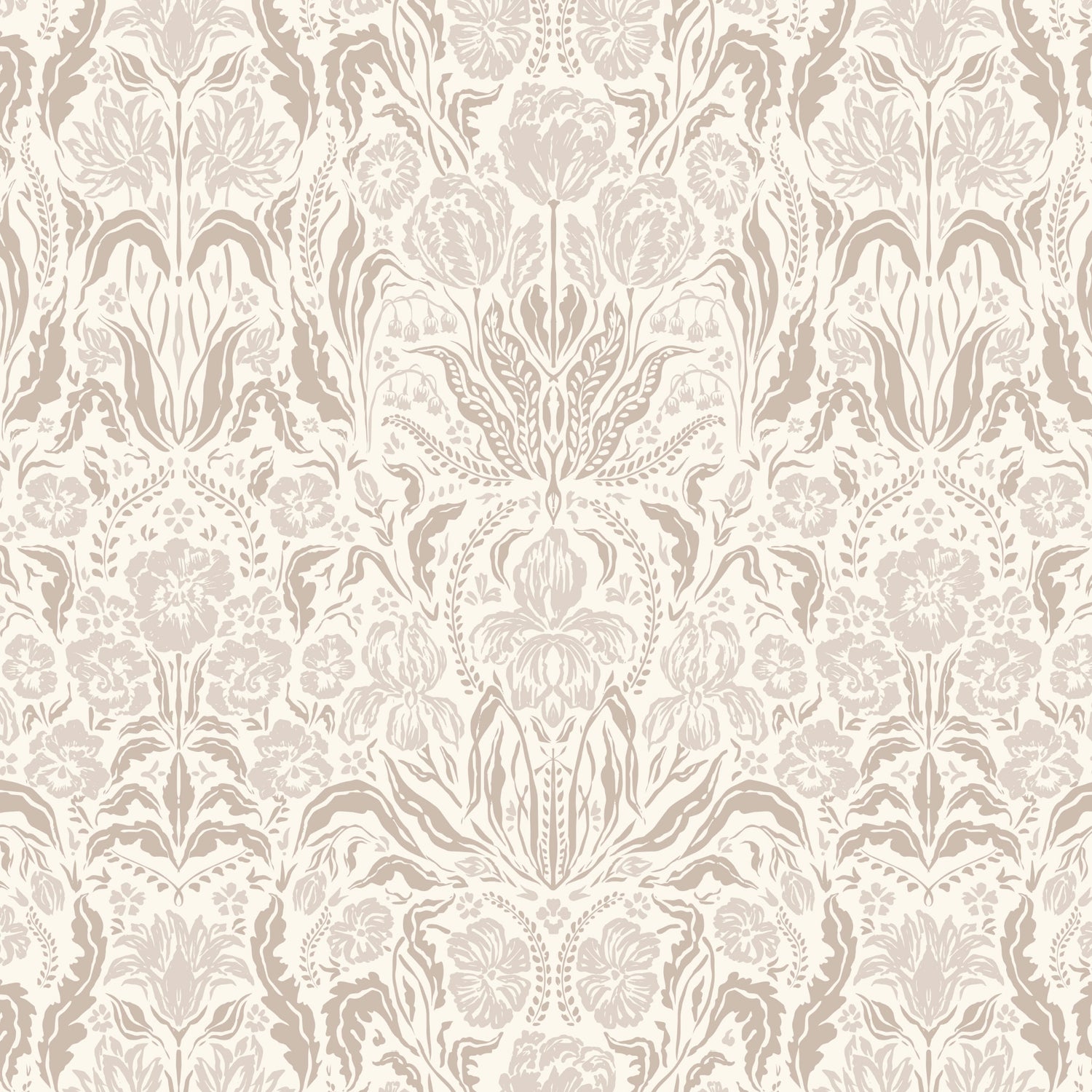 Heritage Spring Wallpaper in Sandalwood shown close up.