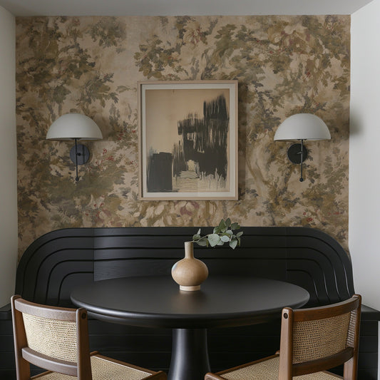 Hidden Grove Wallpaper Mural shown in a dining room.