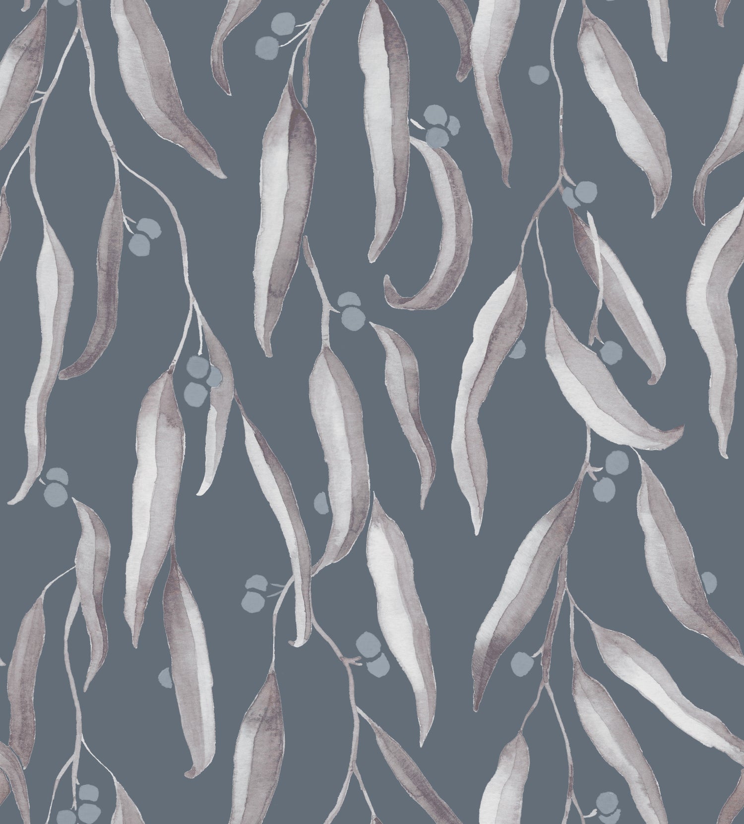 The Wattle wallpaper in Blue shown close up.