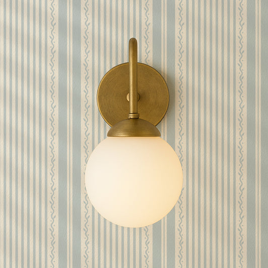 Vintage Vine Stripes Wallpaper - Light Blue