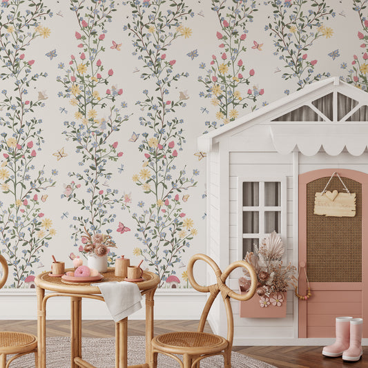 Playroom featuring- Fairy Tale Wallpaper - a floral pattern