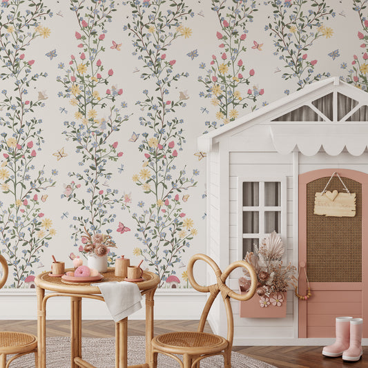 Playroom featuring- Fairy Tale Wallpaper - a floral pattern