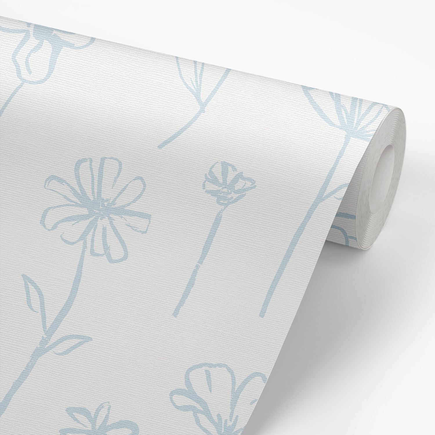 Wallpaper panel close up Nursery and Playroom featuring Lila's Floral Stems- a feminine dainty floral pattern
