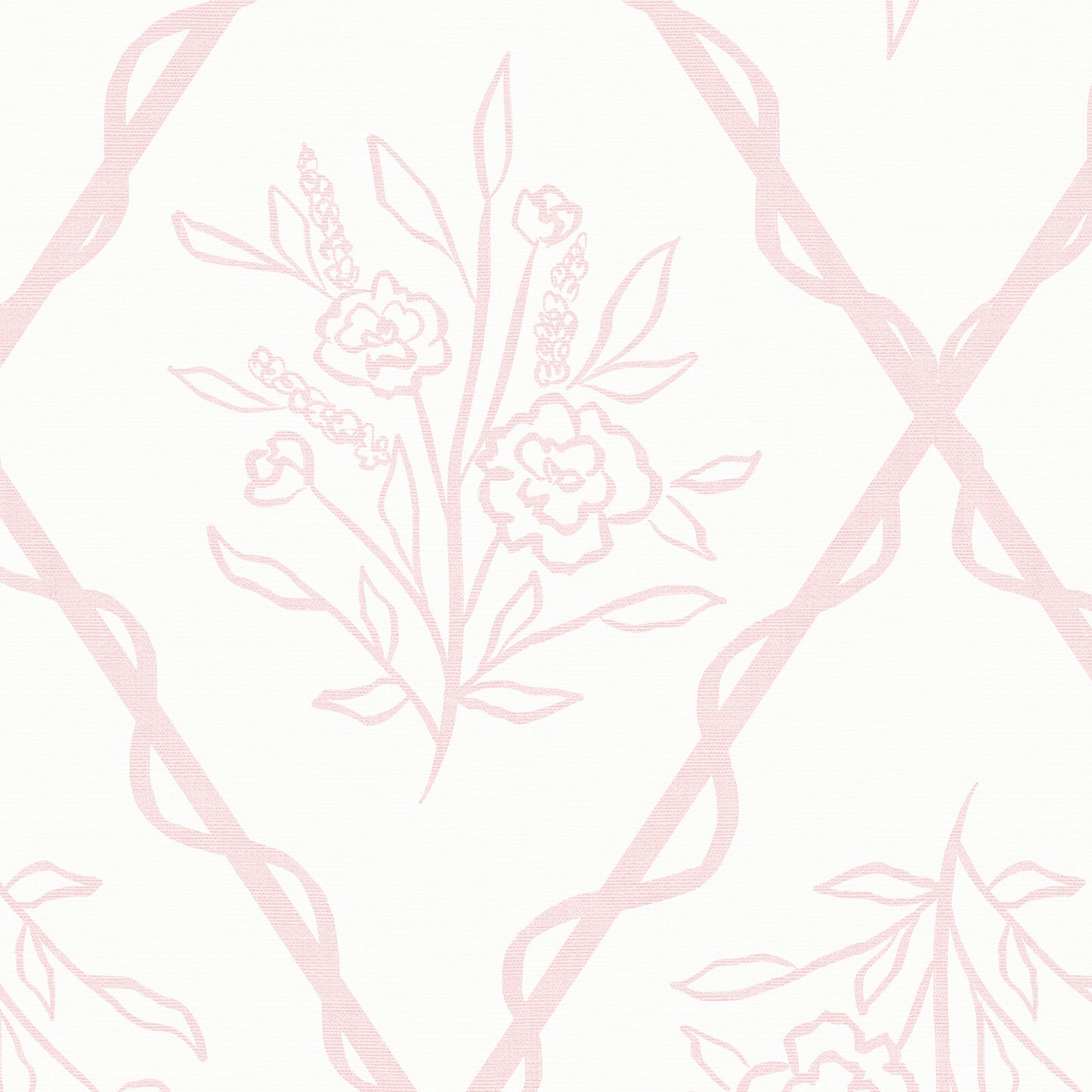 Close up Nursery wallpaper featuring Jessica's Floral Trellis Wallpaper- a classic floral pattern