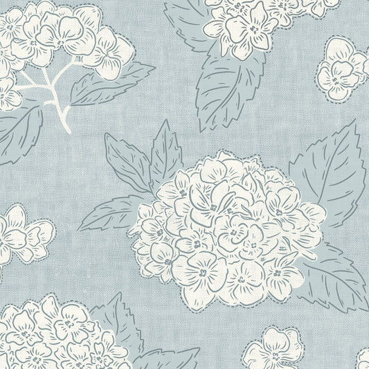 Hydrangea Gardens Wallpaper - Cloudy Sky Blue