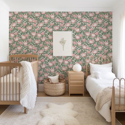 Protea Wallpaper - Pretty in Pink