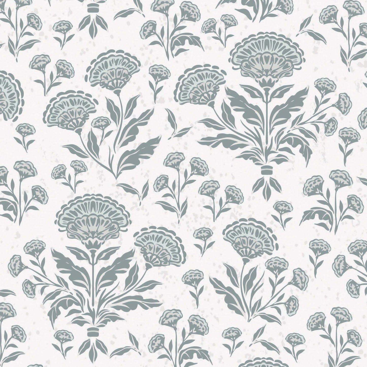 Floral pattern with blue flowers on a white background