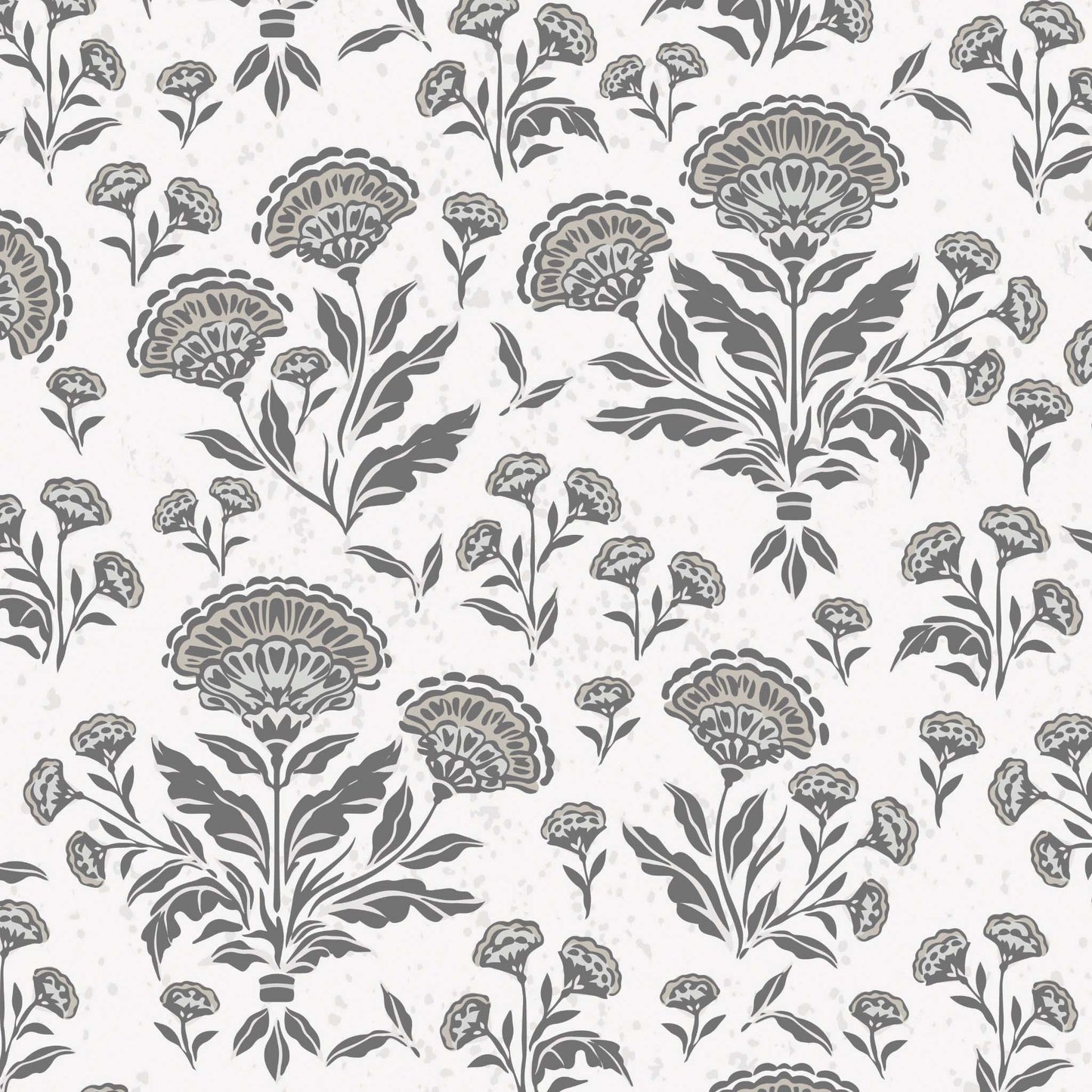 Gray floral pattern on a white background