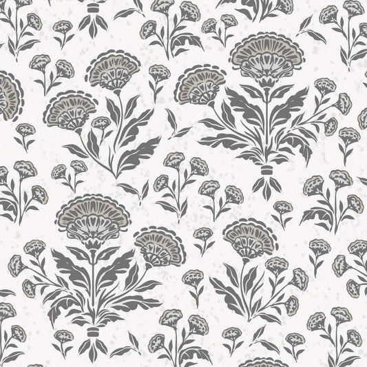 Gray floral pattern on a white background