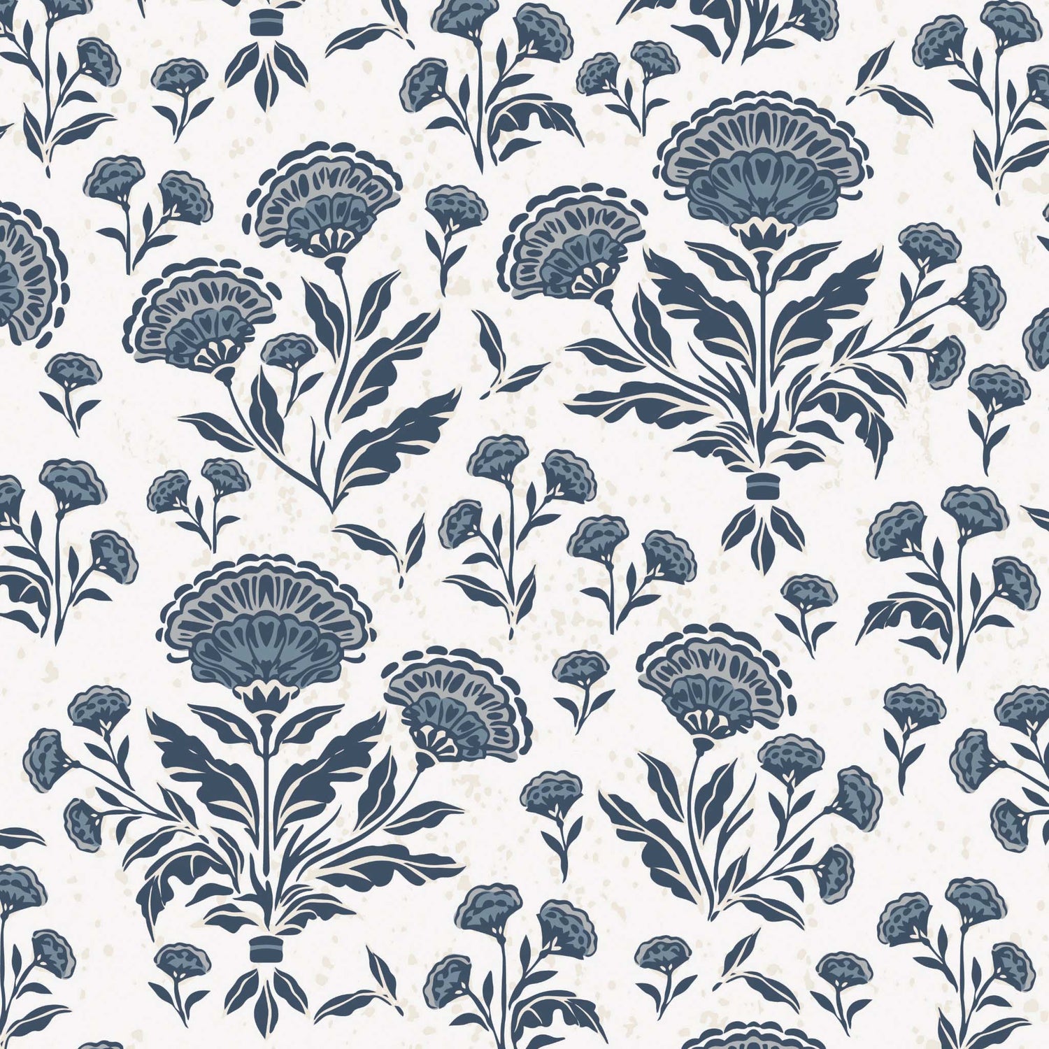 Blue floral pattern on a white background