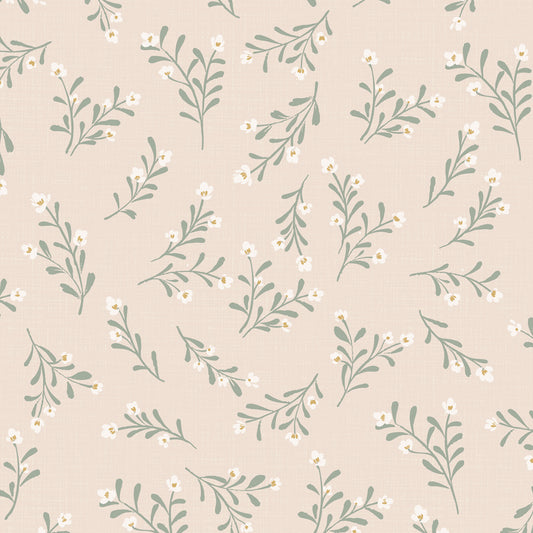 Jasmine Wallpaper in Blush shown close up.