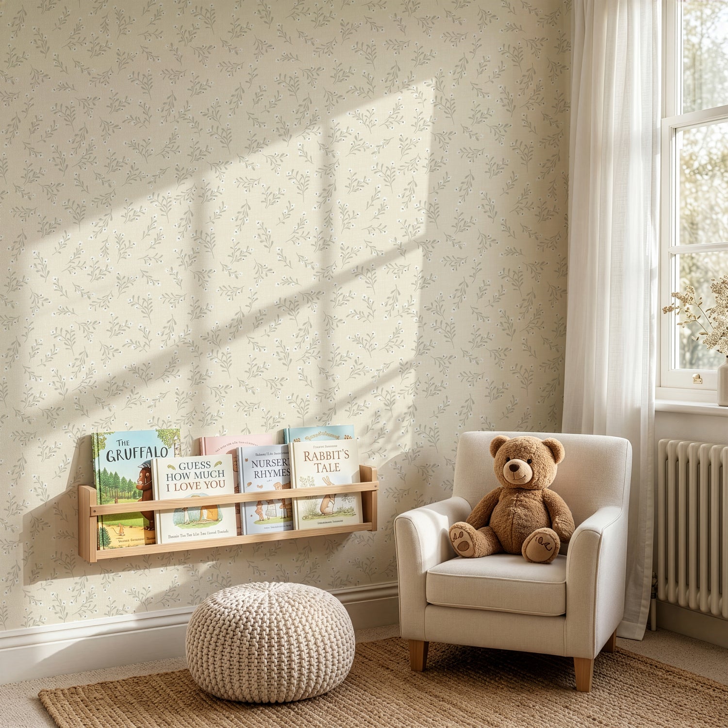 Jasmine Wallpaper in Sun shown in a playroom.