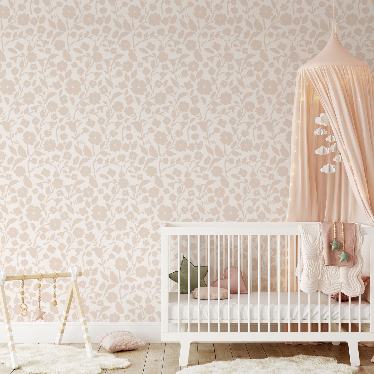 Add a touch of femininity to your space with our Lexington Wallpaper in a soft pink hue shown in full size image.