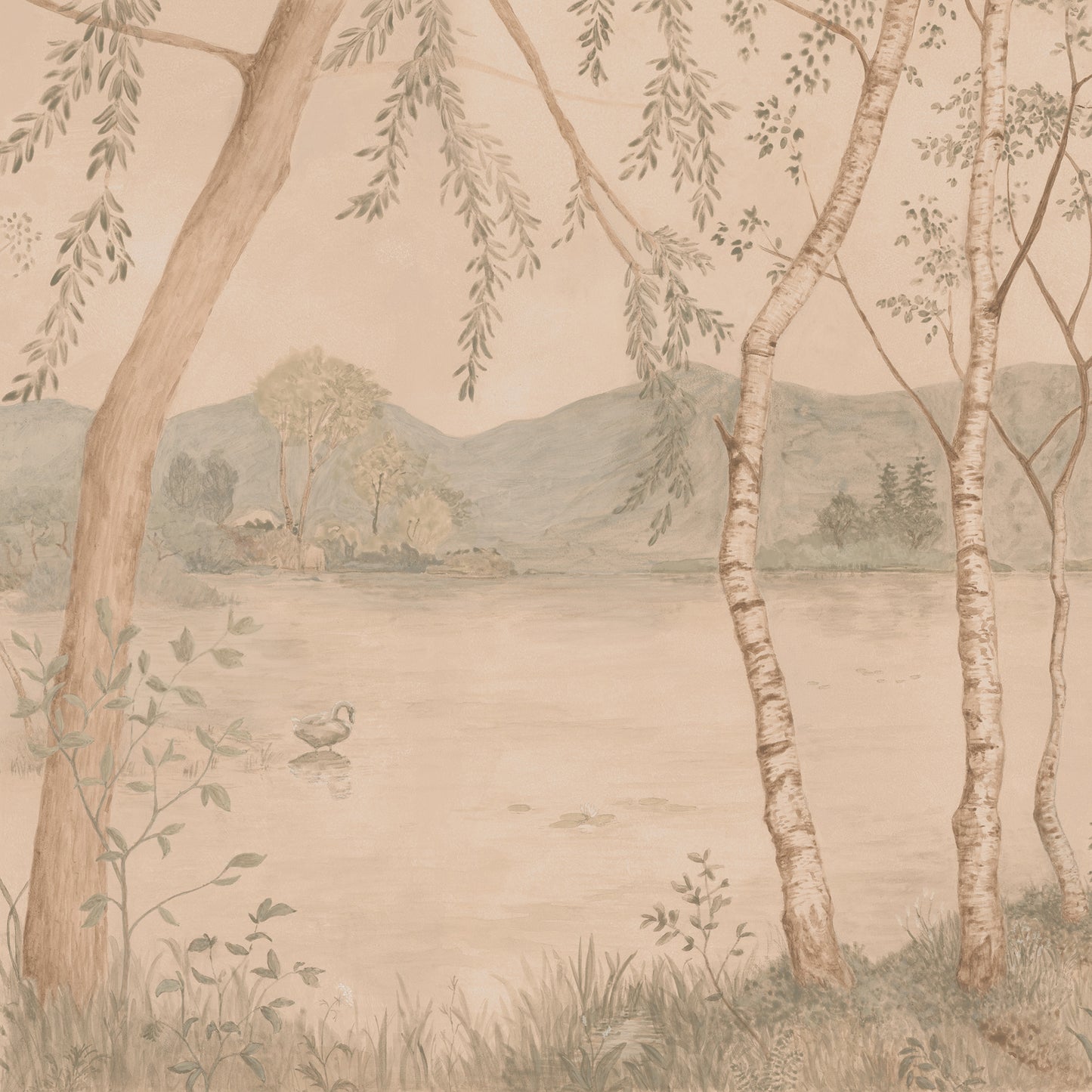 Lakeside Wallpaper Mural shown close up.